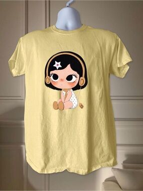 Cartoon Girl Graphic Yellow Gildan Tshirt Girl Women Gift